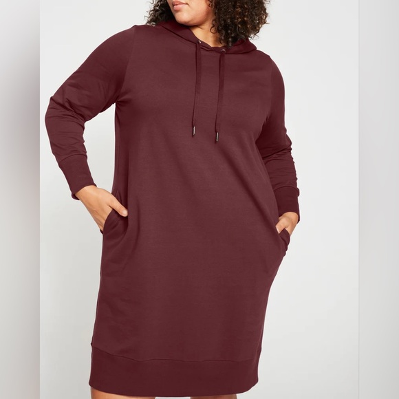 Universal Standard Sweatshirt Dress - M (2X) - dark purple french terry hooded - Picture 3 of 16